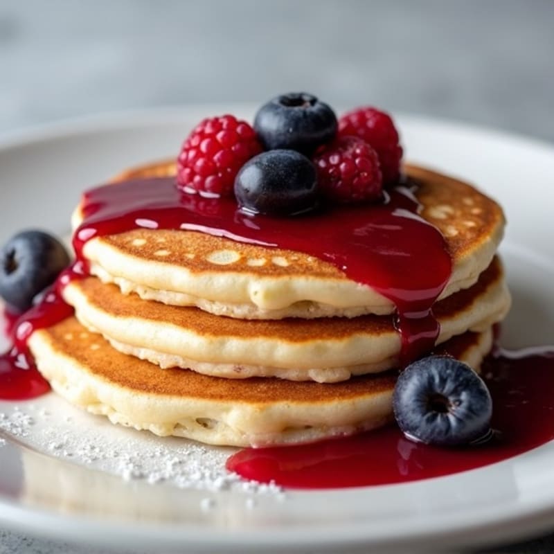 Fluffy Protein Pancakes with Berry Compote