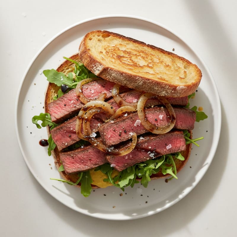 Tender Steak and Caramelized Onion Sandwich