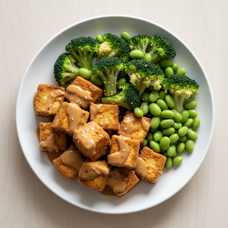 Crispy Baked Tofu with Peanut Sauce