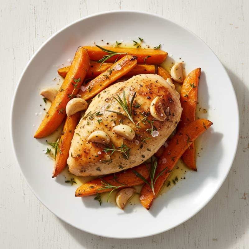 Garlic Herb Roasted Chicken with Root Vegetables