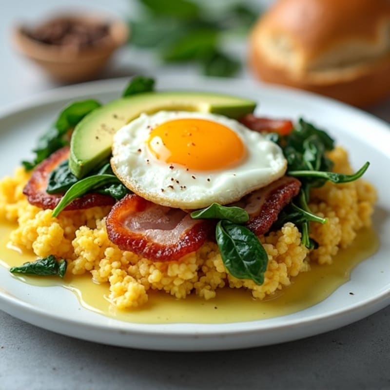 Cottage Cheese Scramble with Spinach and Turkey Bacon