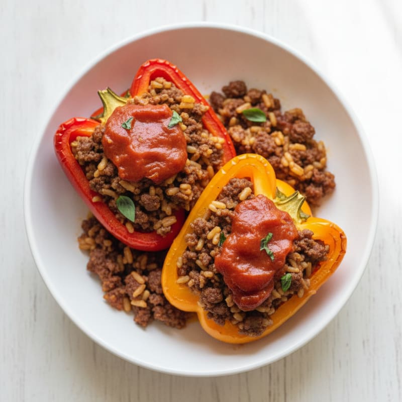 Beef and Rice Stuffed Bell Peppers