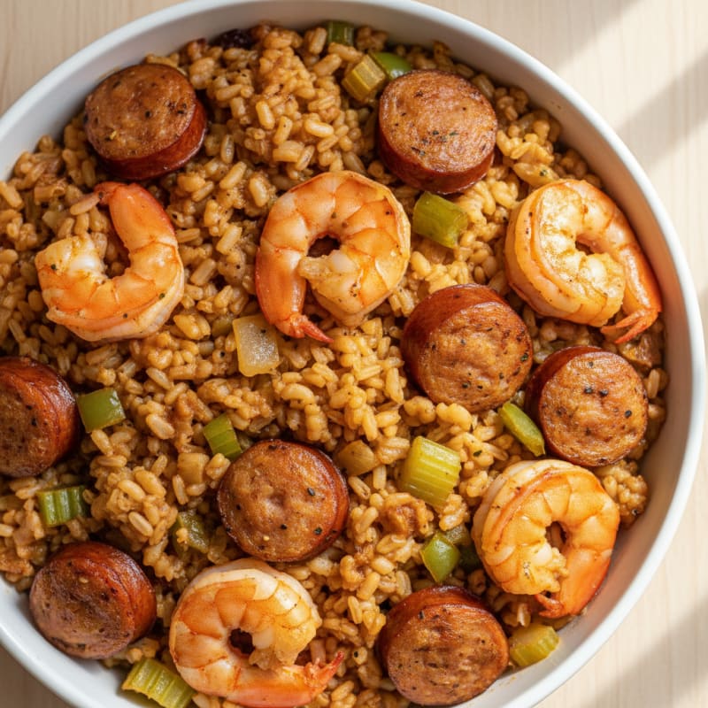 Cajun Sausage and Rice Casserole