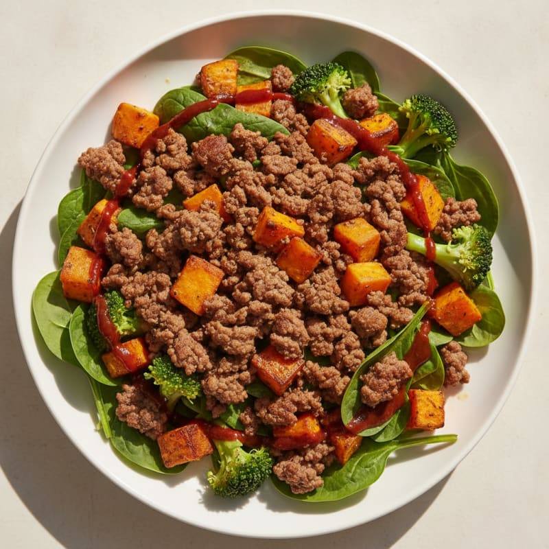 Ground Beef and Sweet Potato Chili Salad