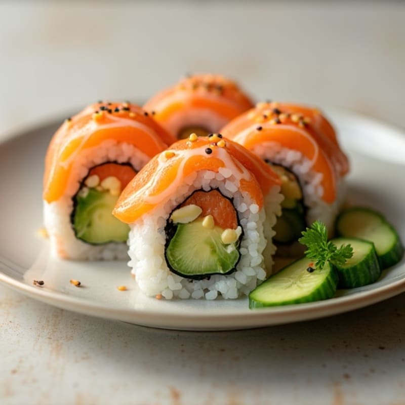 Salmon and Avocado Fresh Sushi Rolls