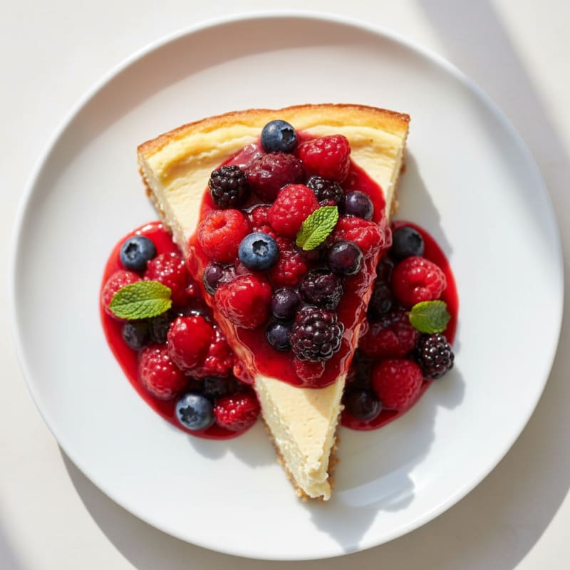 Greek Yogurt Protein Cheesecake with Mixed Berries