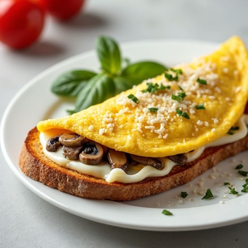 Egg White Omelet with Mushrooms and Parmesan on Toasted Sourdough