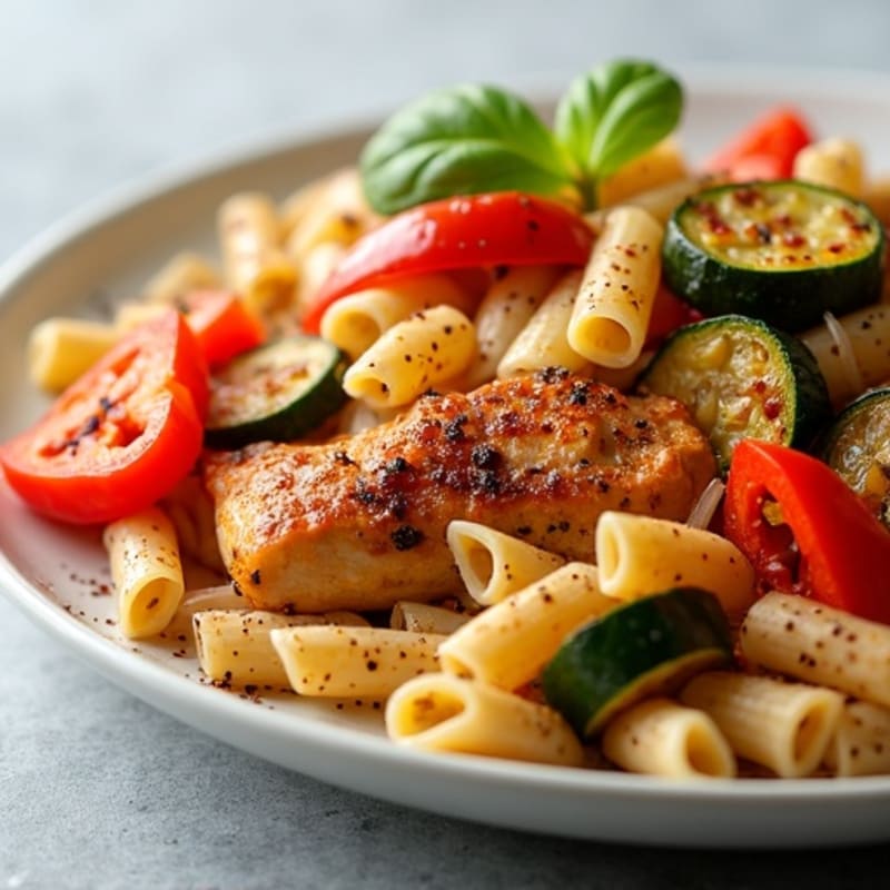 Spicy Cajun Chicken Pasta with Roasted Vegetables