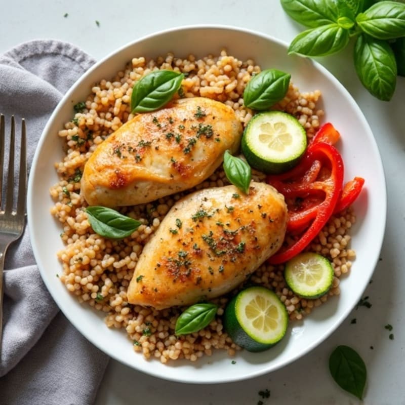 Sheet Pan Lemon Herb Chicken and Brown Rice