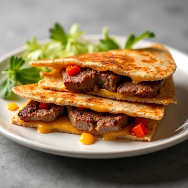 Crispy Lean Steak and Melty Cheese Whole Wheat Quesadillas