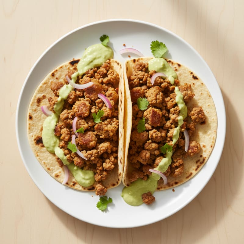 Pan-Seared Beef Tacos with Avocado Crema