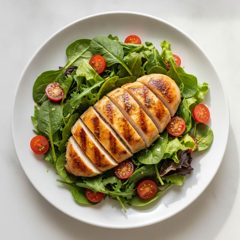 Lemon Herb Grilled Chicken with Mixed Greens and Cherry Tomatoes