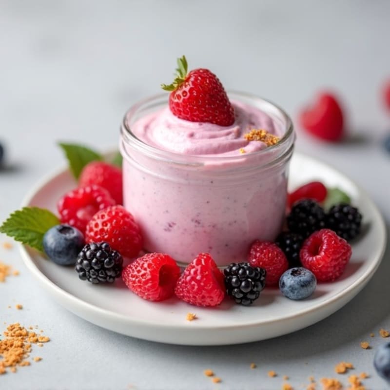 Greek Yogurt Protein Mousse with Mixed Berries