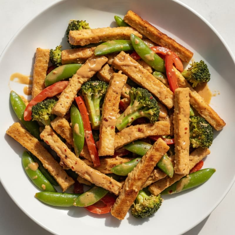Seitan Stir-Fry with Peanut Sauce