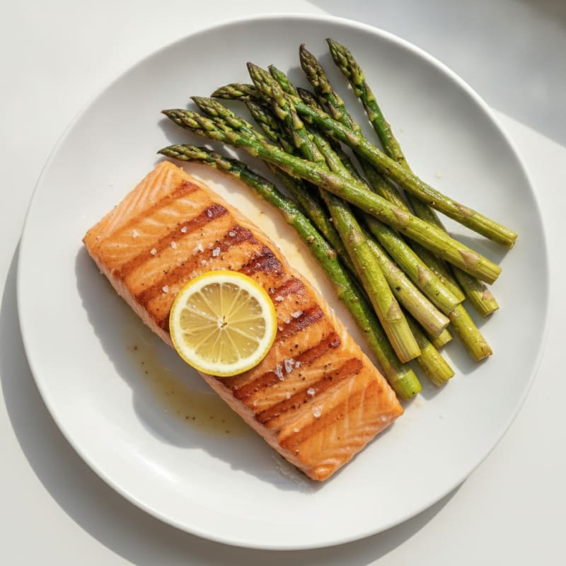 Seared Salmon Fillet with Roasted Asparagus