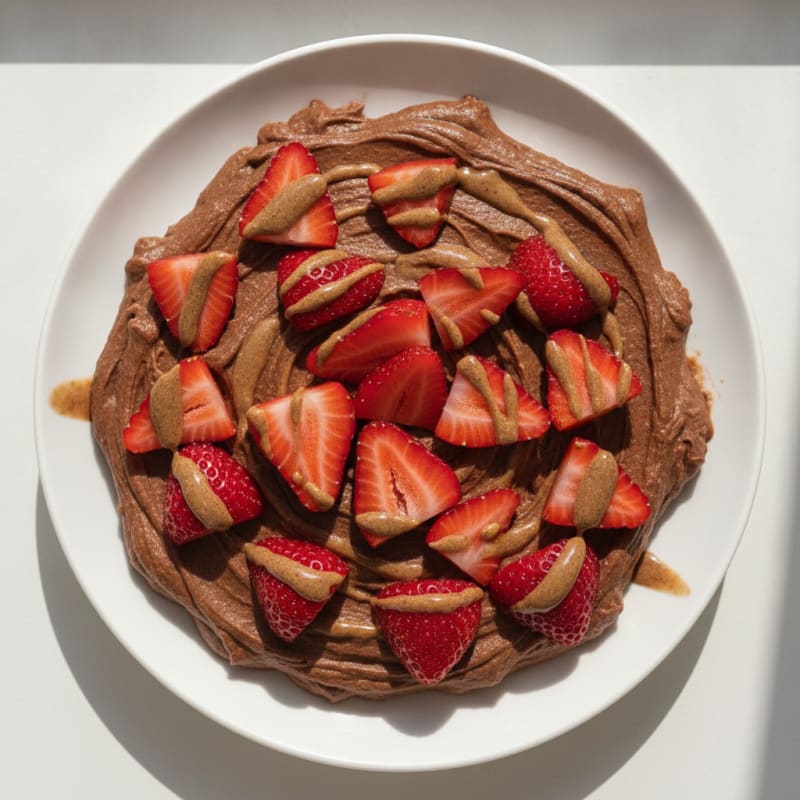 Chocolate Protein Mousse with Sliced Strawberries