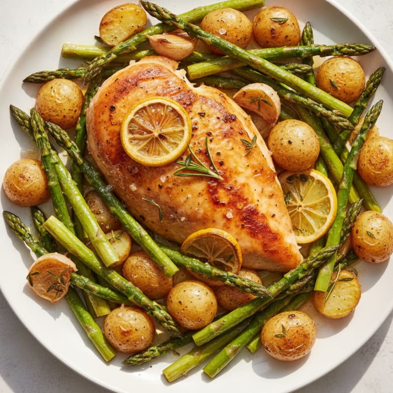 Lemon-Herb Roasted Chicken with Asparagus