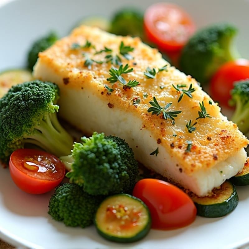 Lemon-Herb Crusted Cod with Roasted Vegetables