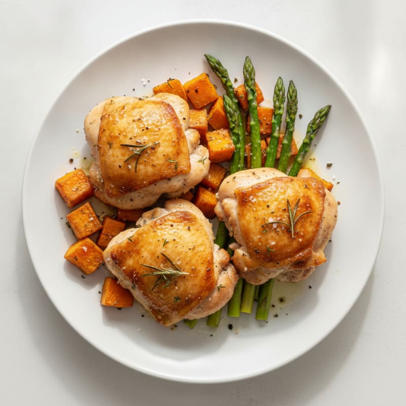 Herb-Roasted Chicken Thighs with Sweet Potatoes