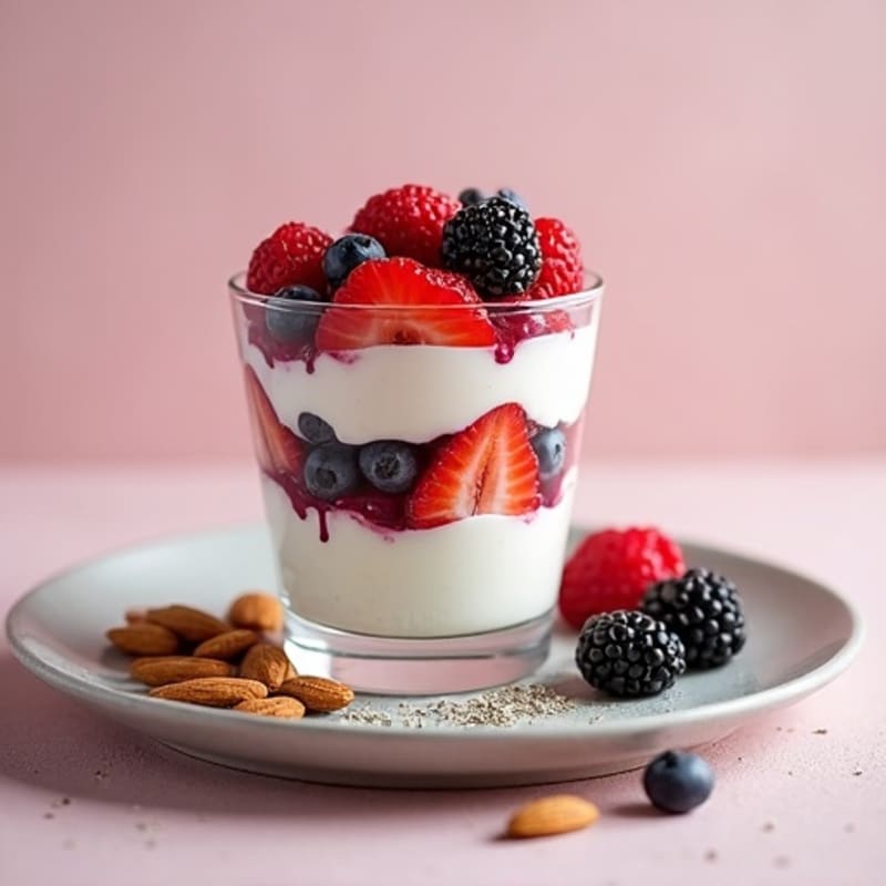 Cottage Cheese and Berry Protein Parfait with Almonds
