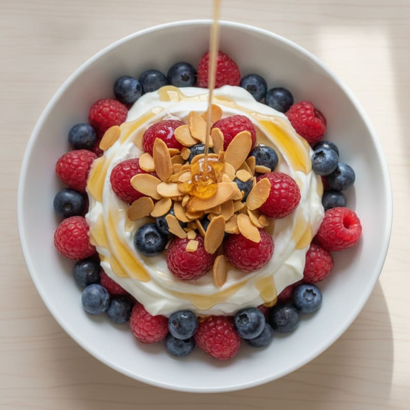 Creamy Greek Yogurt Parfait with Mixed Berries and Toasted Almonds