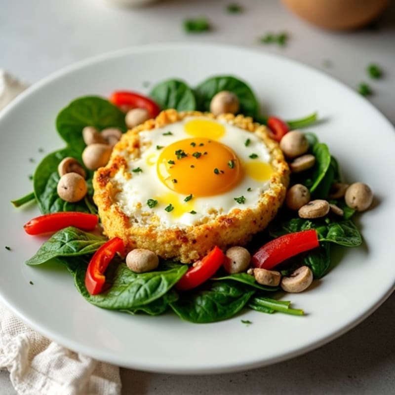 Egg White Veggie Scramble with Cottage Cheese and Spinach