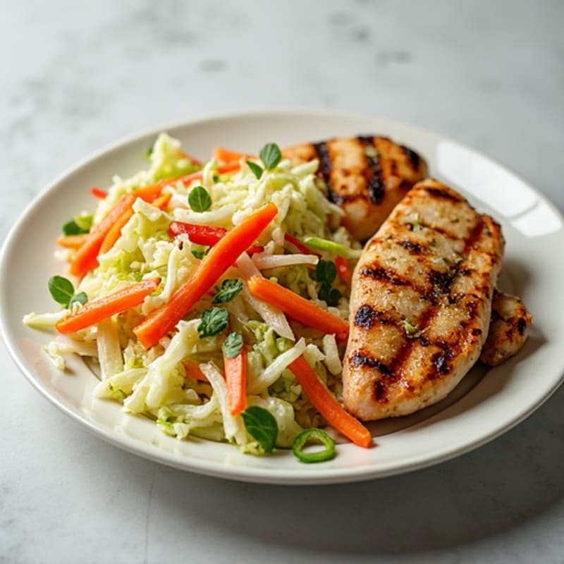 Grilled Chicken Breast with Crunchy Cabbage Slaw