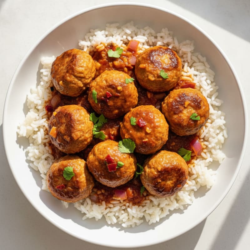 Spicy Chipotle Turkey Meatball Rice Bowl