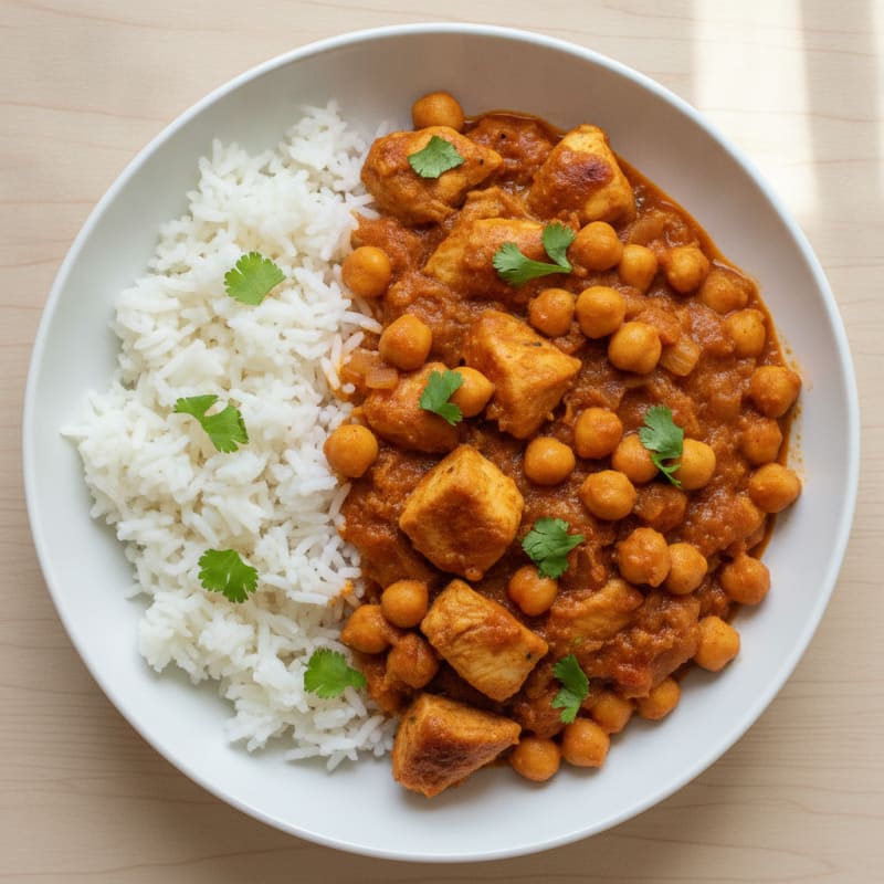 Hearty Chicken and Chickpea Masala with Basmati Rice