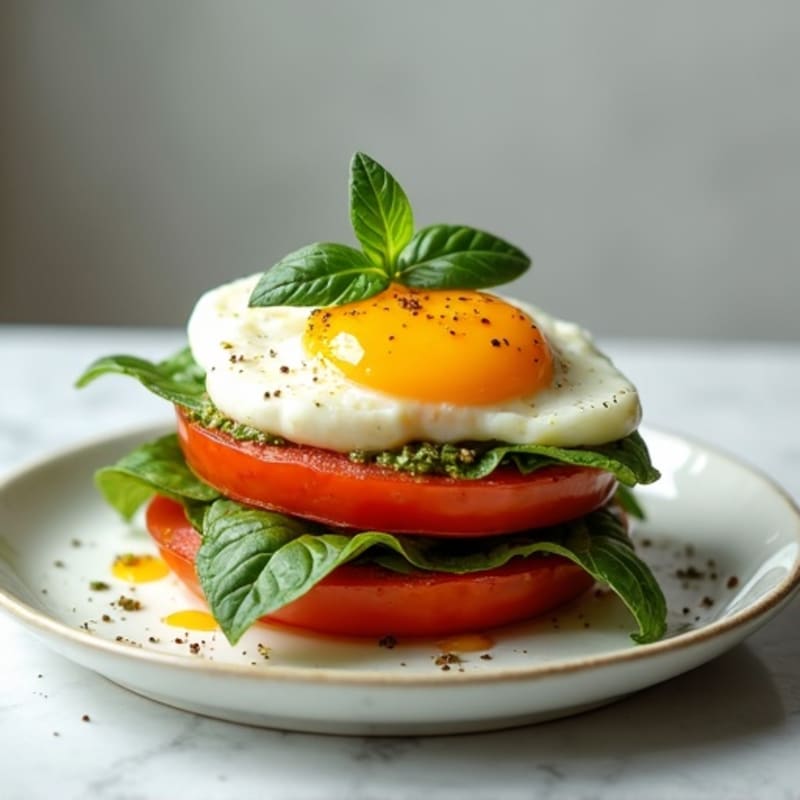Fresh Basil-Mozzarella Tomato Stack with Herb Pesto