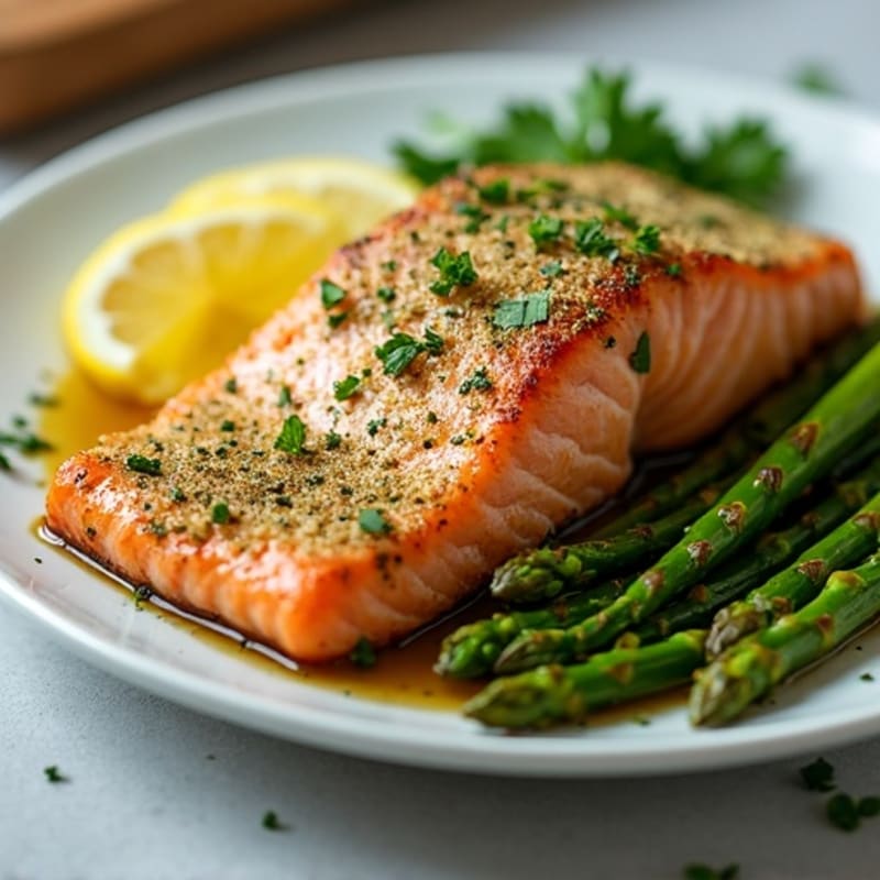 Herb-Crusted Baked Salmon with Roasted Asparagus