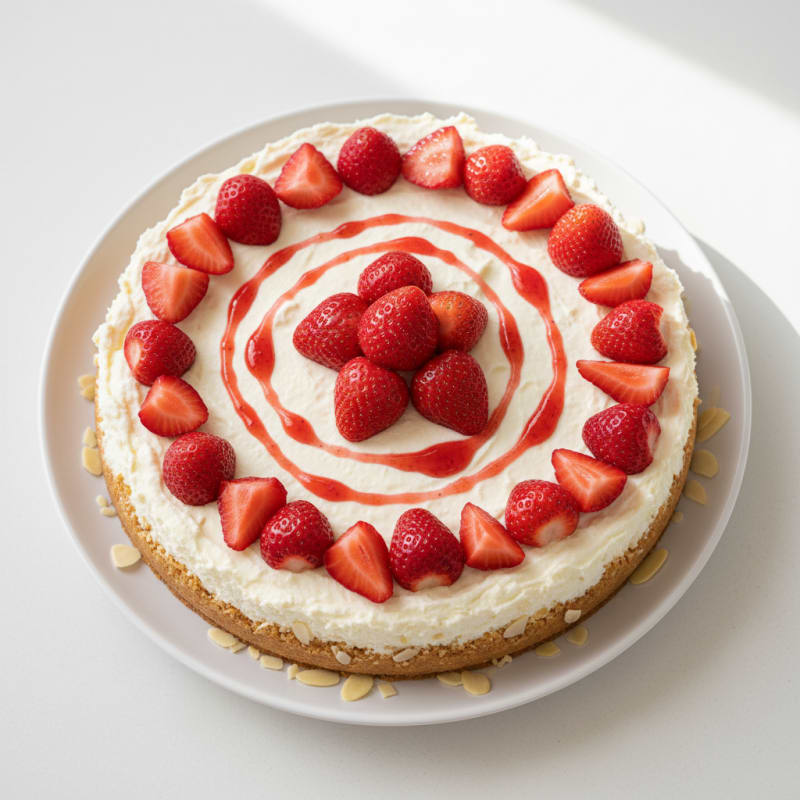 Greek Yogurt Protein Cheesecake with Fresh Strawberries