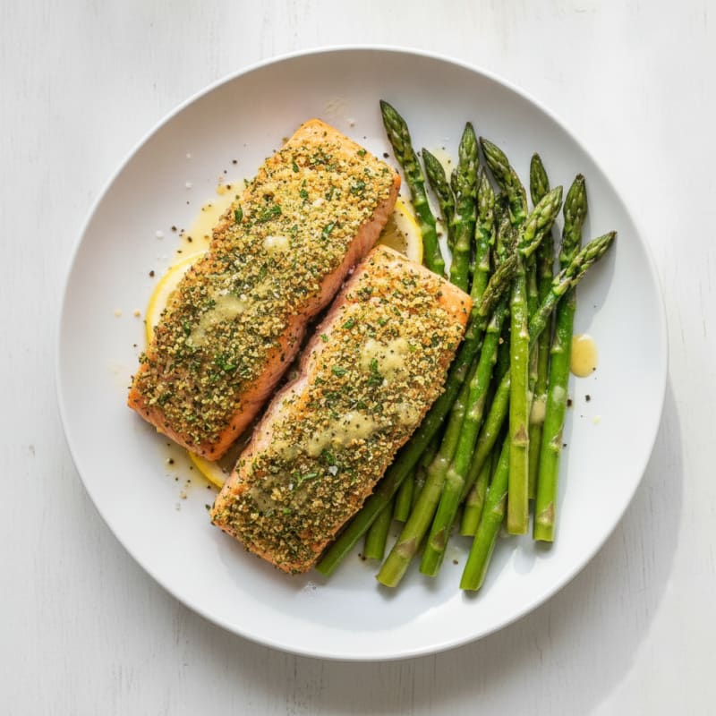 Herb-Crusted Salmon with Roasted Asparagus