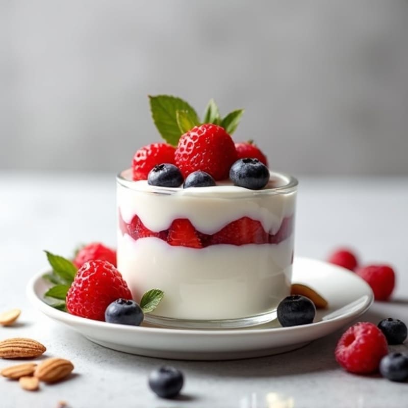 Greek Yogurt Protein Parfait with Mixed Berries and Almonds