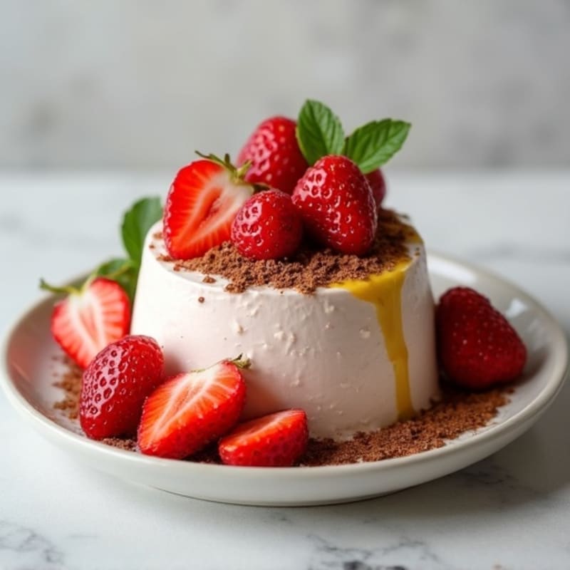 Cottage Cheese Protein Mousse with Cocoa and Strawberries