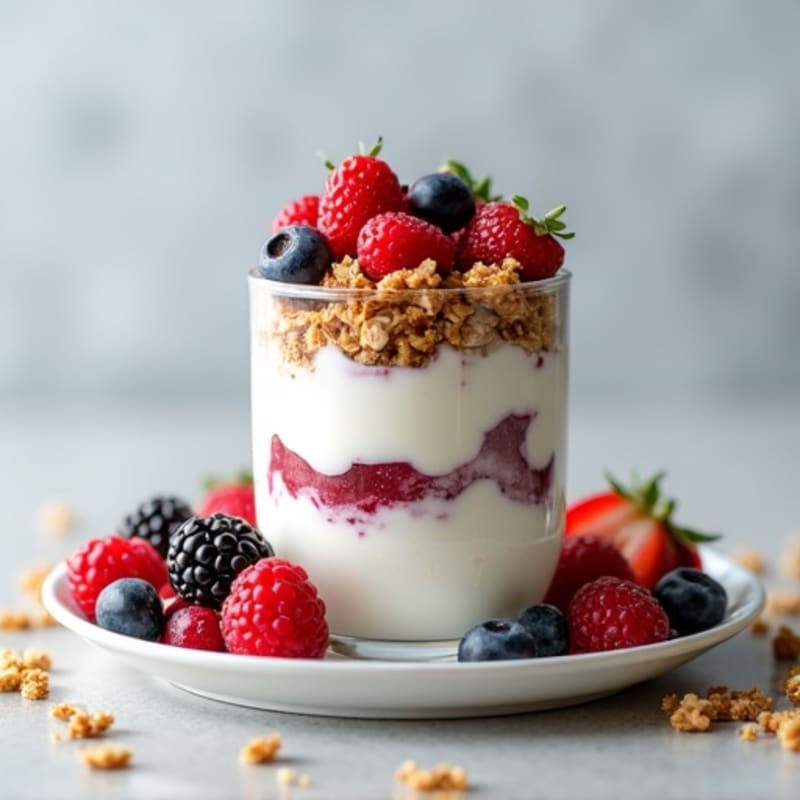 Greek Yogurt Protein Parfait with Mixed Berries