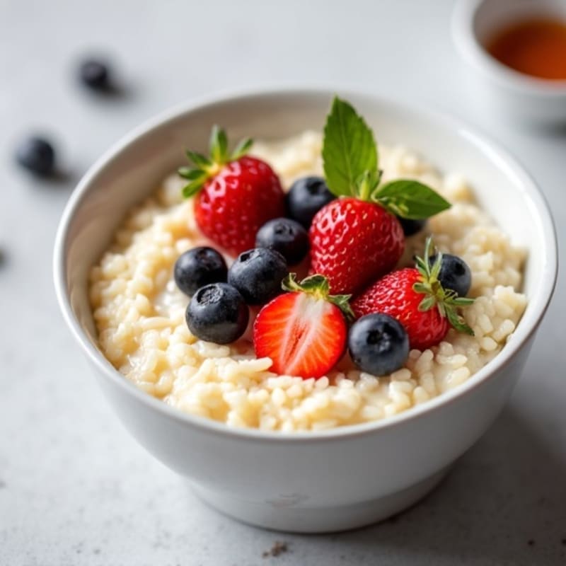 Protein Rice Pudding with Vanilla Protein Powder and Fresh Berries