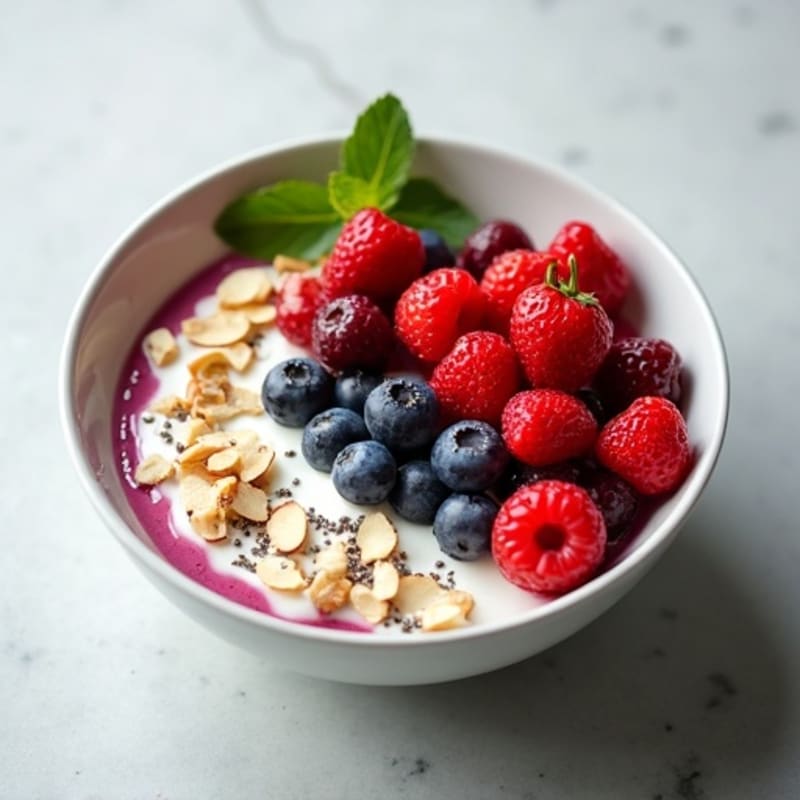 Greek Yogurt Bowl with Fresh Berries and Chia Seeds