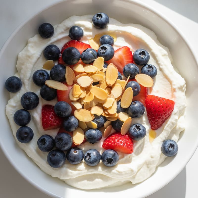 Protein Greek Yogurt Bowl with Almonds and Berries