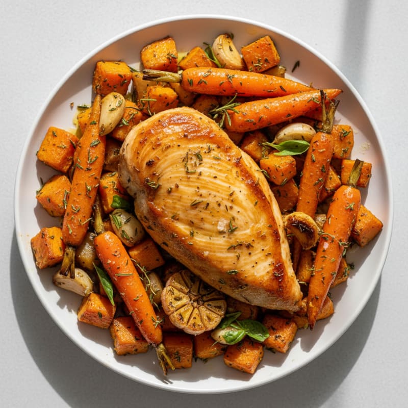Tender Herb-Roasted Chicken and Root Vegetables