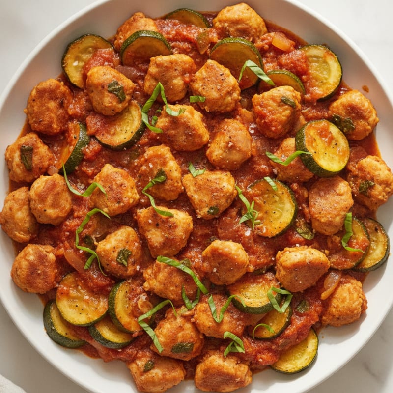 Ground Chicken Zucchini Marinara Skillet