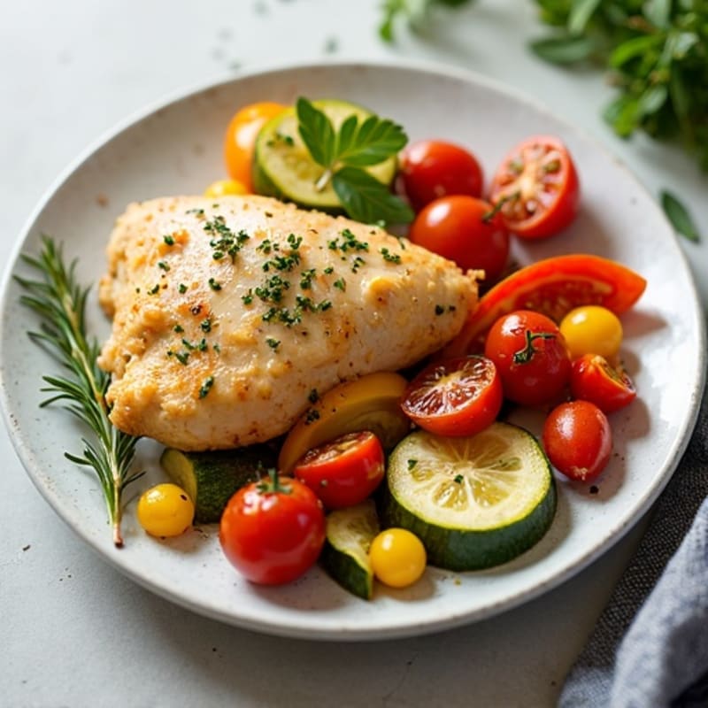 Lemon Herb Chicken with Roasted Summer Vegetable Medley