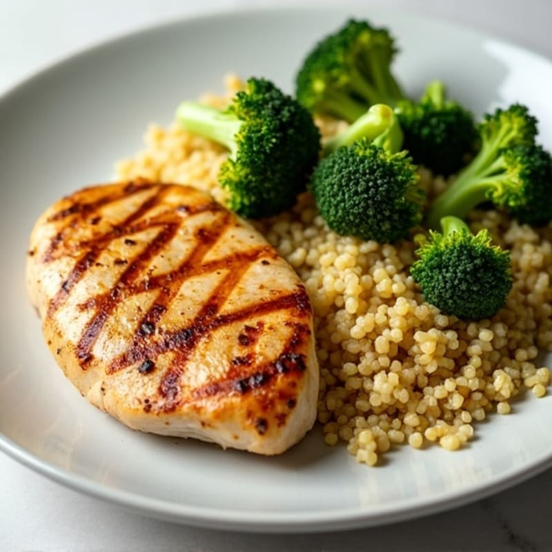 Grilled Chicken Breast with Roasted Broccoli and Quinoa