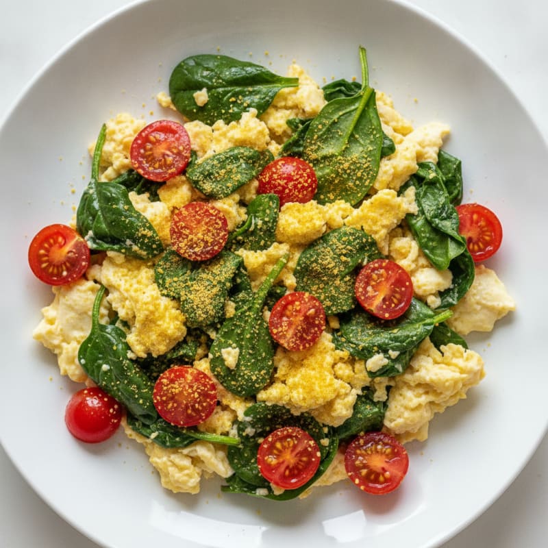 Egg White Veggie Scramble with Spinach and Tomatoes