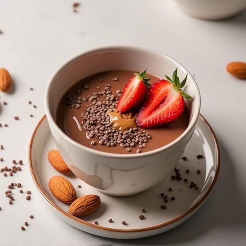 Silky Chocolate Protein Pudding with Almond Butter