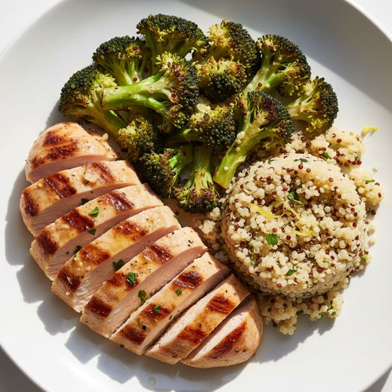 Grilled Turkey Breast with Roasted Broccoli and Quinoa