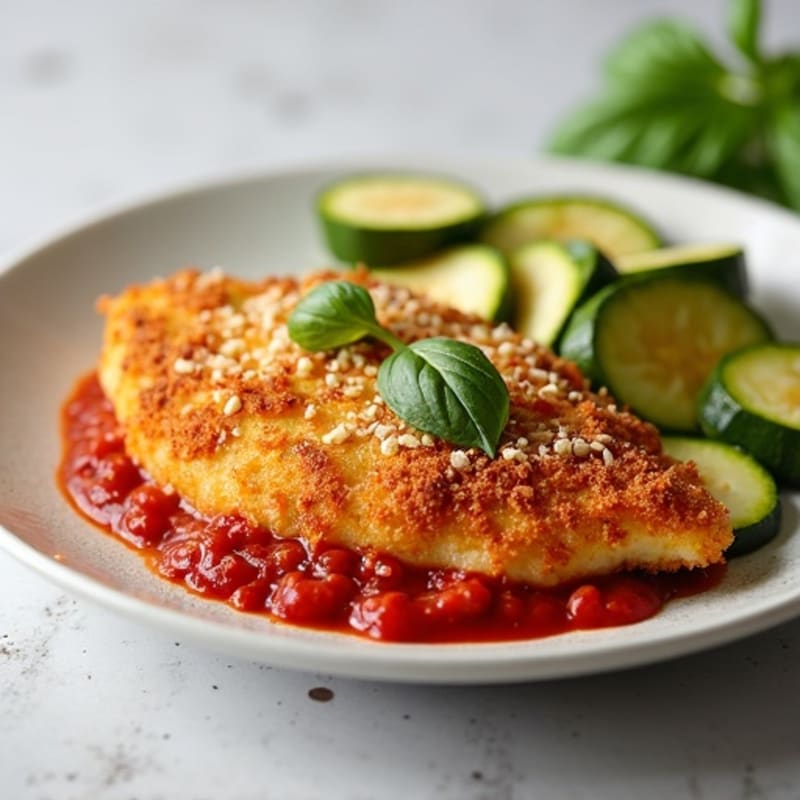 Crispy Chicken Parmesan with Roasted Zucchini