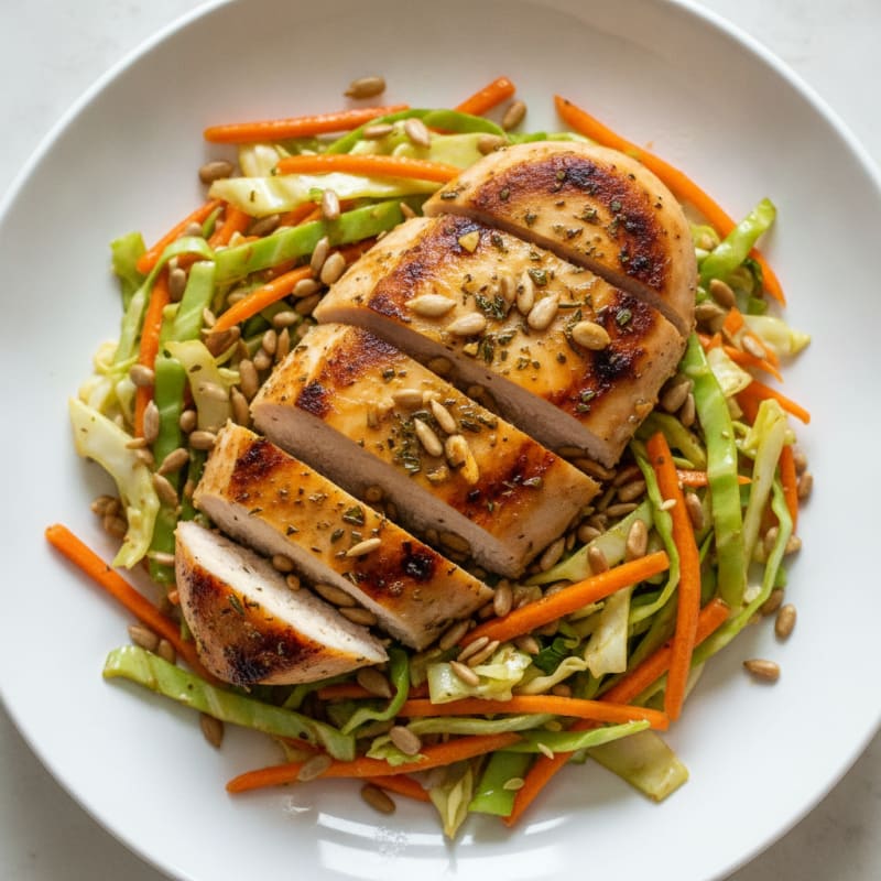 Grilled Chicken Breast with Crunchy Cabbage Slaw