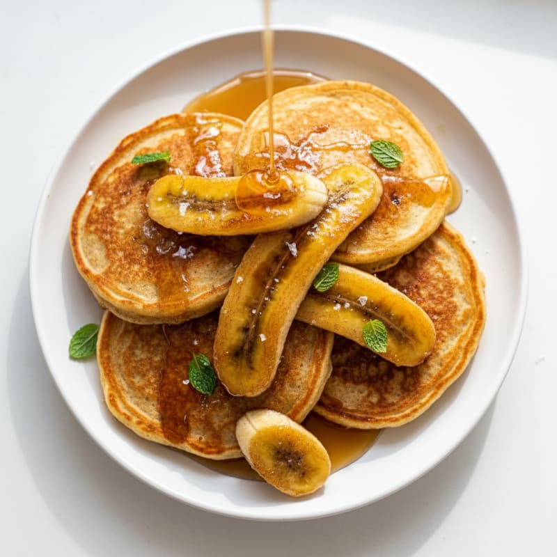 Golden Caramelized Banana Pancakes