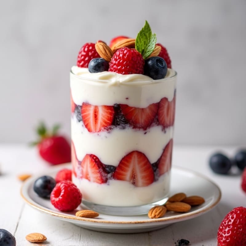 Cottage Cheese and Berry Protein Parfait with Almonds